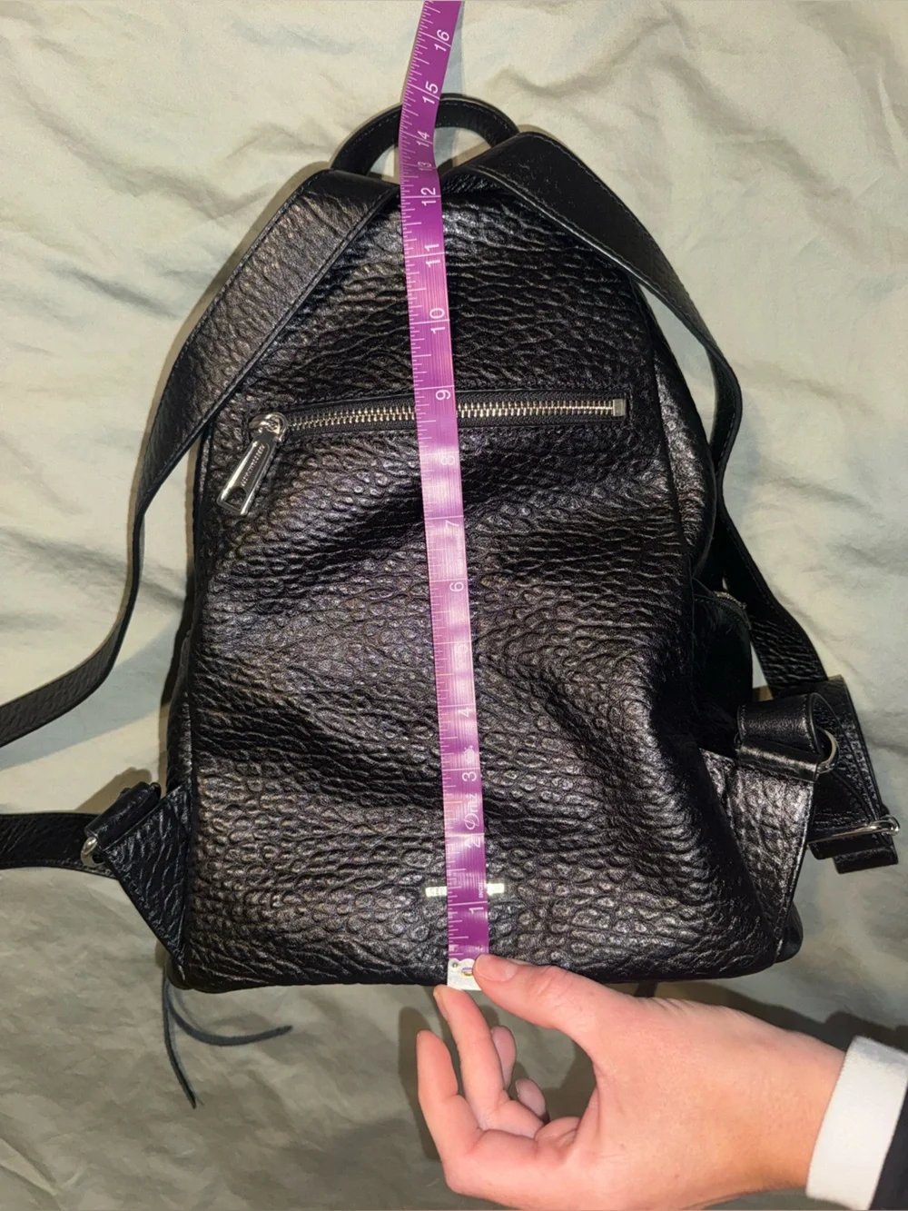 rebecca minkoff julian regular medium black pebbled leather backpack